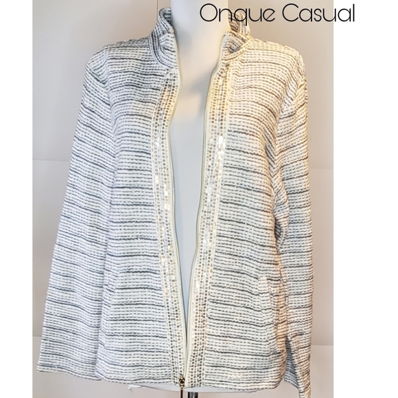 Onque Casual tweed & sequin jacket. Sz Lrg - Picture 2 of 3